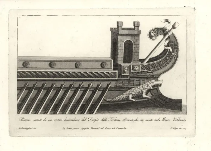 Framed Print : Roman bireme with crocodile on the stern Framed Print : Roman bireme with crocodile on the stern