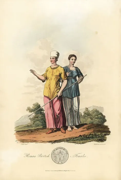 Framed Print : Roman British Females in gwn (tunic) and pais (petticoat) Framed Print : Roman British Females in gwn (tunic) and pais (petticoat)