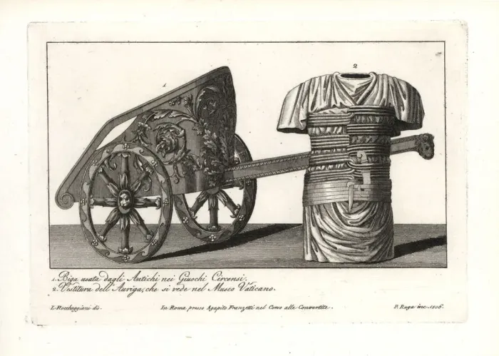 Framed Print : Roman chariot and charioteers tunic Framed Print : Roman chariot and charioteers tunic