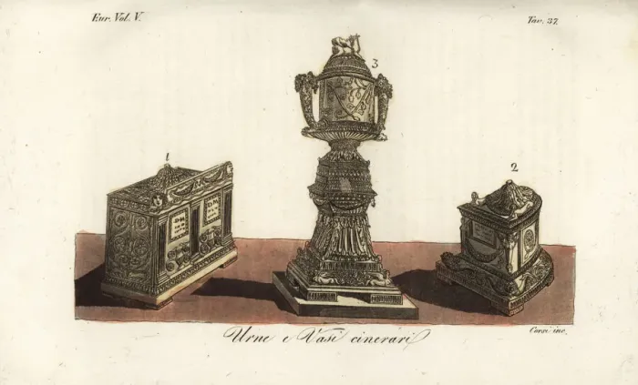 Framed Print : Roman cinerary urn and vase Framed Print : Roman cinerary urn and vase
