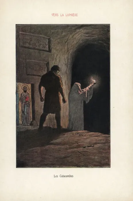 Framed Print : Roman citizen entering the Catacombs of Rome Framed Print : Roman citizen entering the Catacombs of Rome