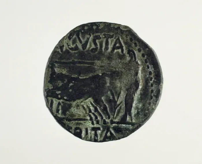 Framed Print : Roman coin. As. Reverse. 1st century BC. Decoration: Merida Framed Print : Roman coin. As. Reverse. 1st century BC. Decoration: Merida
