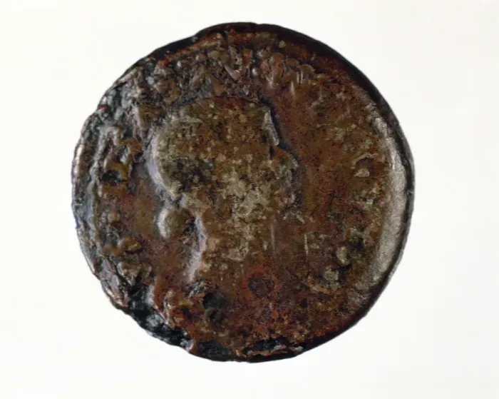 Framed Print : Roman coin. Dupondius. Adverse with portrait of Livia, wife Framed Print : Roman coin. Dupondius. Adverse with portrait of Livia, wife
