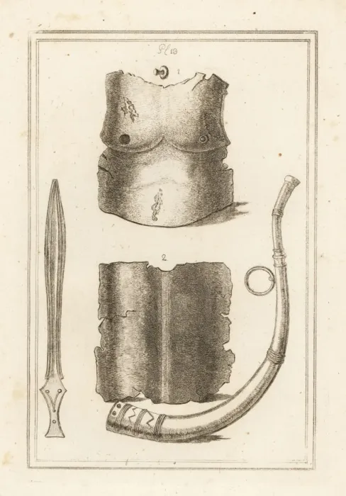 Framed Print : Roman cuirass, lituus and ancient sword Framed Print : Roman cuirass, lituus and ancient sword