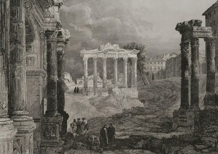Framed Print : Roman Forum. Engraving by Leonce Lhuillier Framed Print : Roman Forum. Engraving by Leonce Lhuillier