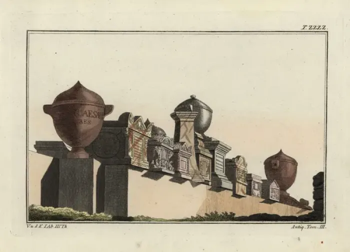 Framed Print : Roman funeral stones and urns Framed Print : Roman funeral stones and urns