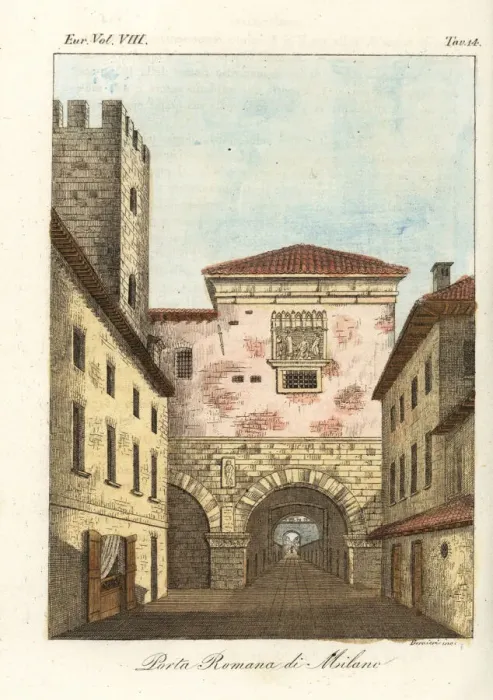 Framed Print : The Roman Gate in Milan, 1800s Framed Print : The Roman Gate in Milan, 1800s