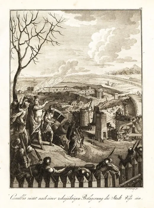 Framed Print : Roman general Camillus destroying the Etruscan city of Velus, 39 Framed Print : Roman general Camillus destroying the Etruscan city of Velus, 39