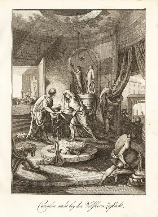 Framed Print : Roman general Coriolanus entering the house of the Volscians, 5t Framed Print : Roman general Coriolanus entering the house of the Volscians, 5t