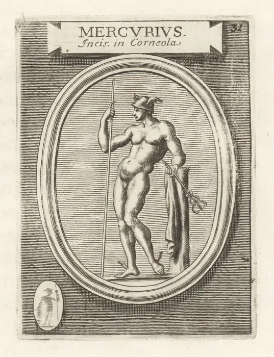 Framed Print : Roman god Mercury with caduceus and winged hat Framed Print : Roman god Mercury with caduceus and winged hat