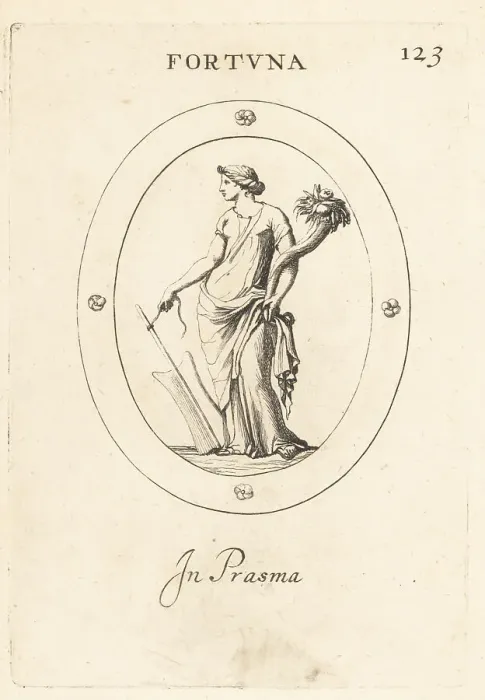 Framed Print : Roman goddess Fortuna with horn and rudder