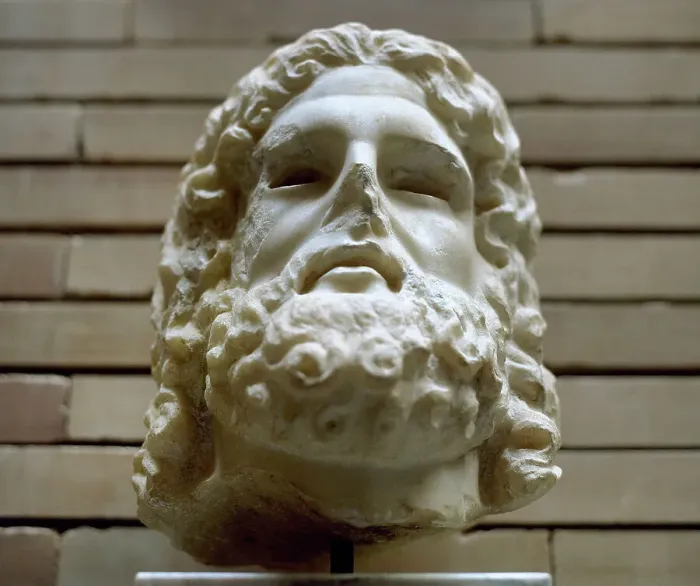 Framed Print : Roman head of God Serapis, 2nd century AD Framed Print : Roman head of God Serapis, 2nd century AD