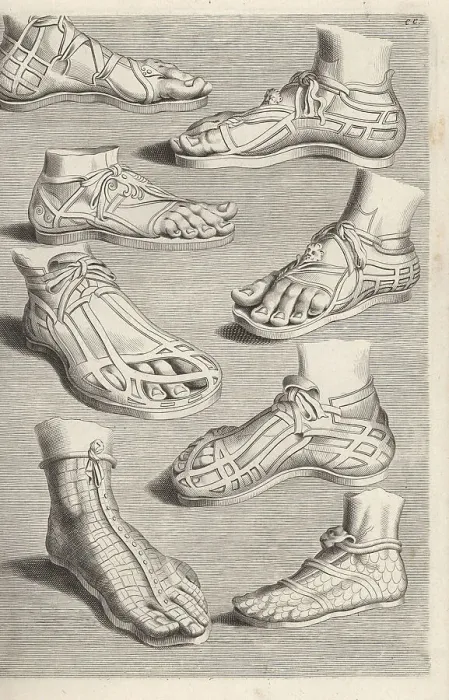 Framed Print : Roman leather footwear and sandals