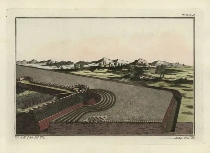 Framed Print : Roman lines of circumvallation or fortification Framed Print : Roman lines of circumvallation or fortification