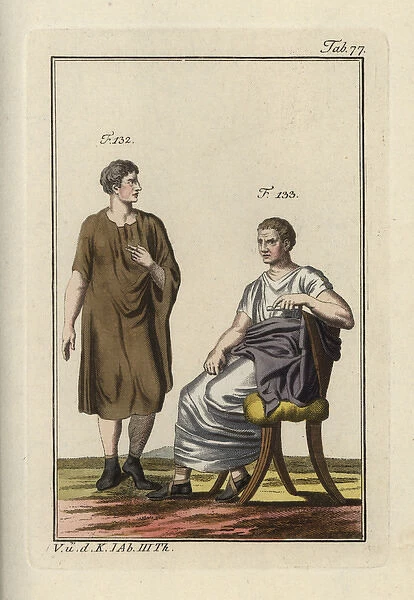 Roman man wearing the panula, and a seated Roman senator