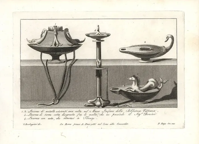 Framed Print : Roman metal and terracotta oil lamps Framed Print : Roman metal and terracotta oil lamps
