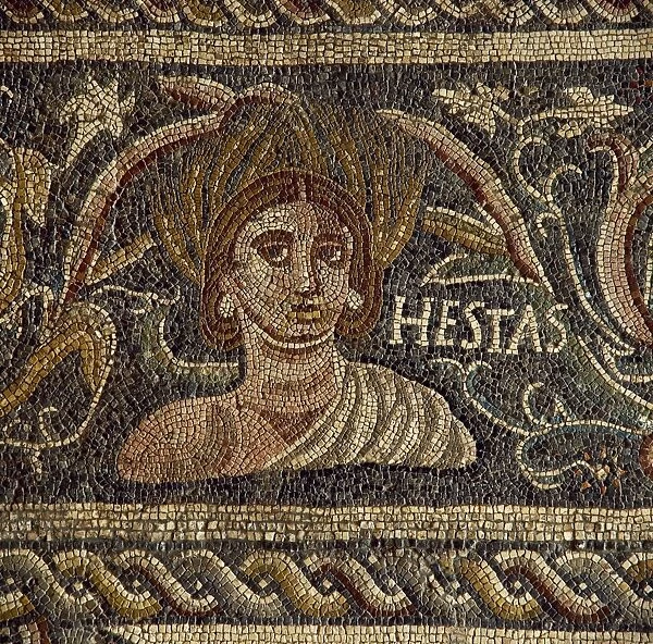 Roman mosaic. Female figure depicting the Spring (Hestas). 4