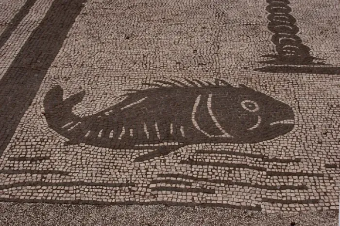 Framed Print : Roman mosaic. Fish. Ostia Antica. Italy Framed Print : Roman mosaic. Fish. Ostia Antica. Italy