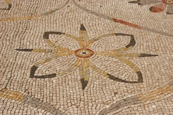Framed Print : Roman mosaic. Floral decoration. Detail. Ostia Antica. Ita Framed Print : Roman mosaic. Floral decoration. Detail. Ostia Antica. Ita