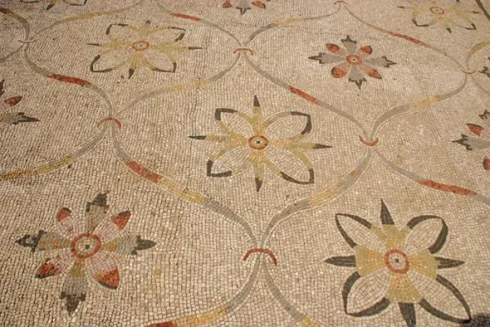 Framed Print : Roman mosaic. Floral decoration. Detail. Ostia Antica. Ita Framed Print : Roman mosaic. Floral decoration. Detail. Ostia Antica. Ita