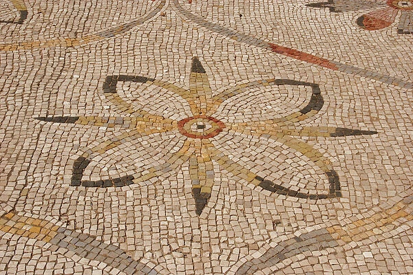 Roman mosaic. Floral decoration. Detail. Ostia Antica. Ita