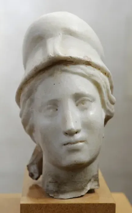Framed Print : Roman Period. Head of Athena. Marble. From Khirbet el-Mefjer Framed Print : Roman Period. Head of Athena. Marble. From Khirbet el-Mefjer