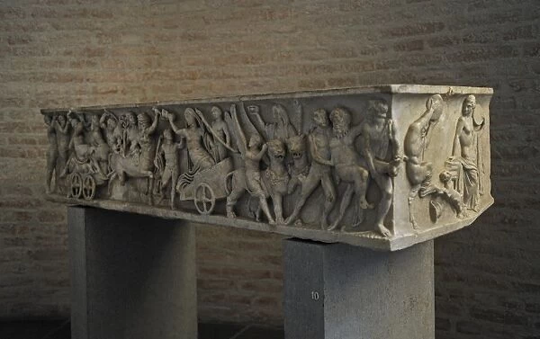 Roman sarcophagus. About 140 AD. Marriage of Dionysus and Ad