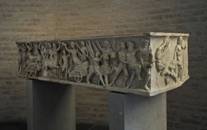 Framed Print : Roman sarcophagus. About 140 AD. Marriage of Dionysus and Ad Framed Print : Roman sarcophagus. About 140 AD. Marriage of Dionysus and Ad