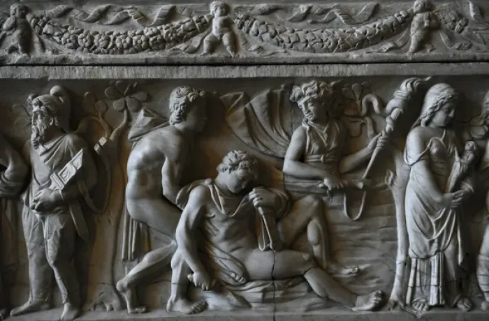 Framed Print : Roman sarcophagus. About 140 AD. Orestes and Iphigenia among Framed Print : Roman sarcophagus. About 140 AD. Orestes and Iphigenia among