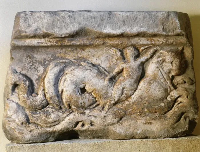Framed Print : Roman Sarcophagus. Cover. Marble. Marine motifs. Catalonia ? Framed Print : Roman Sarcophagus. Cover. Marble. Marine motifs. Catalonia ?