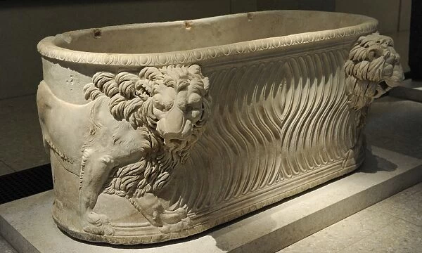 Roman sarcophagus with lions. 3rd century BC