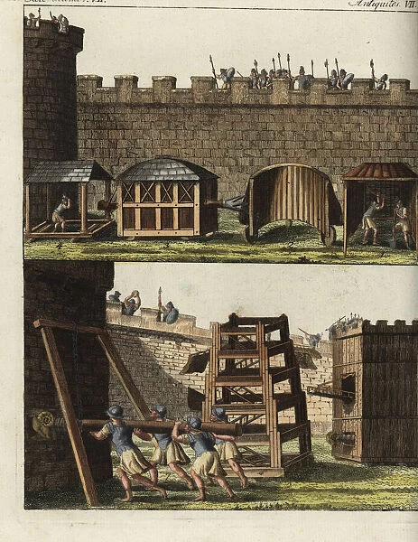 Roman siege engines: shelter for sappers digging a tunnel