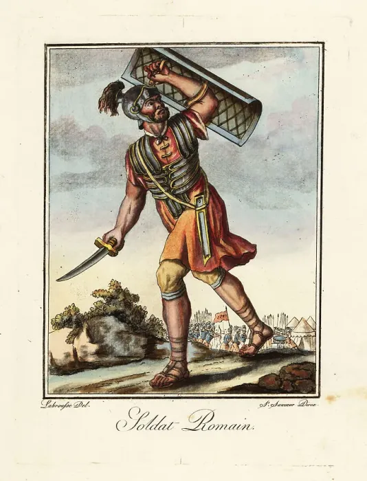 Framed Print : Roman soldier with scutum and gladius, ancient Rome Framed Print : Roman soldier with scutum and gladius, ancient Rome