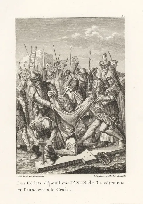Framed Print : Roman soldiers strip Jesus Christ before his crucifixion Framed Print : Roman soldiers strip Jesus Christ before his crucifixion