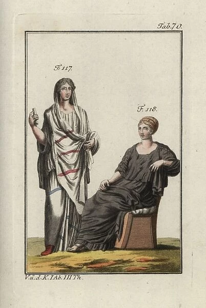 Roman woman in tunic and polla (toga)