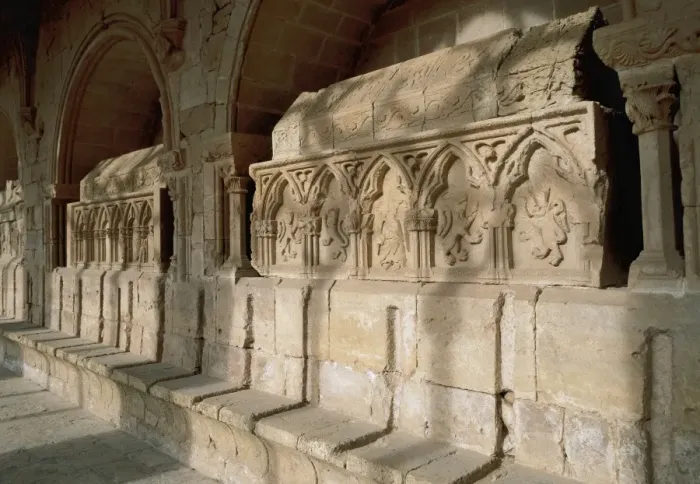 Framed Print : Romanesque art. Monastery of Santes Creus. Tombs in gothic s Framed Print : Romanesque art. Monastery of Santes Creus. Tombs in gothic s