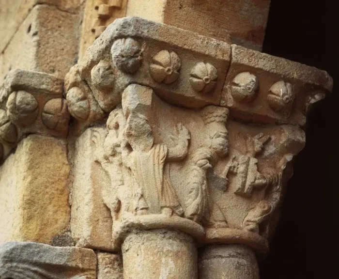 Framed Print : Romanesque capital. Shrine of Saint Christopher. Spain Framed Print : Romanesque capital. Shrine of Saint Christopher. Spain
