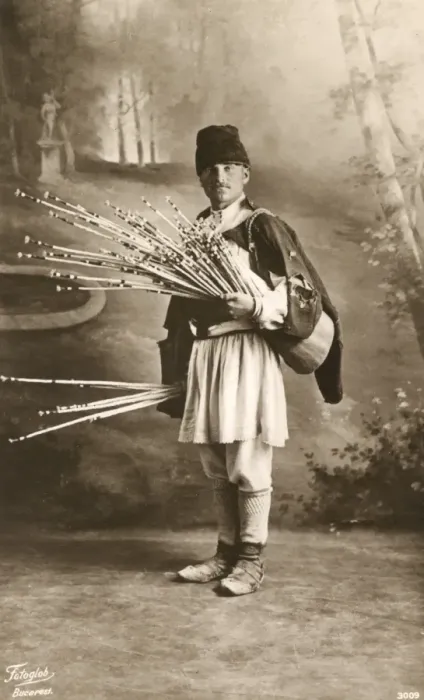 Framed Print : Romanian man with bunch of thin sticks Framed Print : Romanian man with bunch of thin sticks
