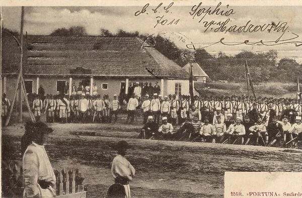 Romanian Soldiers on the training ground. Date: 1903