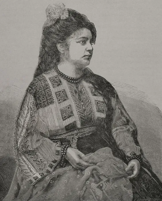 Framed Print : Romanian woman wearing traditional costume. Engraving Framed Print : Romanian woman wearing traditional costume. Engraving