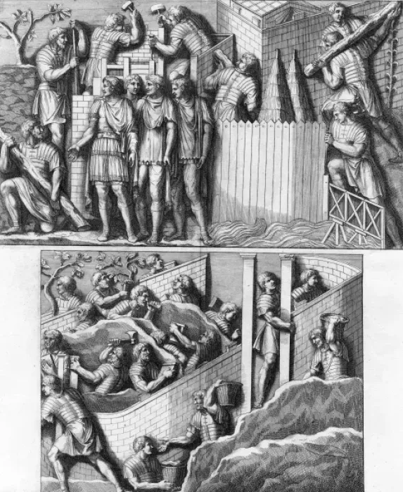 Framed Print : Romans Building a Fort Framed Print : Romans Building a Fort