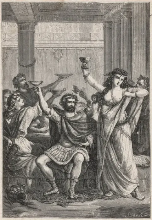 Framed Print : Romans Drink at Banquet Framed Print : Romans Drink at Banquet