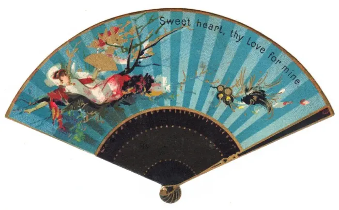 Framed Print : Romantic greetings card in the form of a fan Framed Print : Romantic greetings card in the form of a fan