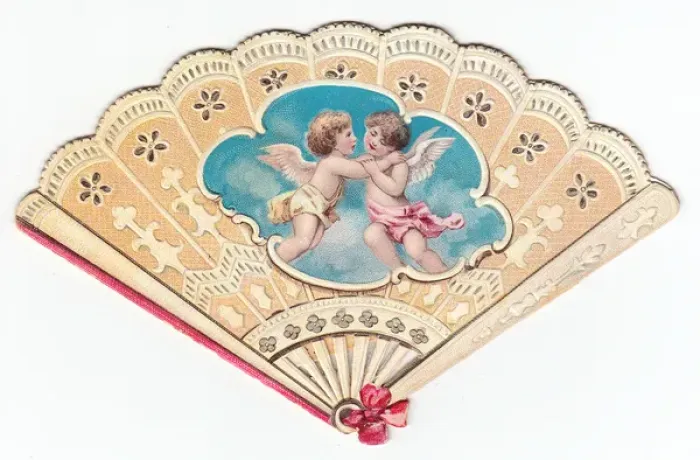 Framed Print : Romantic greetings card in the form of a fan Framed Print : Romantic greetings card in the form of a fan