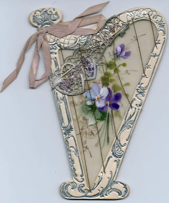 Framed Print : Romantic greetings card in the shape of a harp Framed Print : Romantic greetings card in the shape of a harp