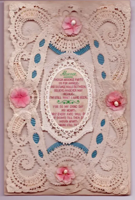 Framed Print : Romantic paper lace card - Absence Framed Print : Romantic paper lace card - Absence