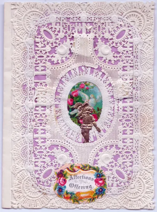 Framed Print : Romantic paper lace card in white and mauve Framed Print : Romantic paper lace card in white and mauve