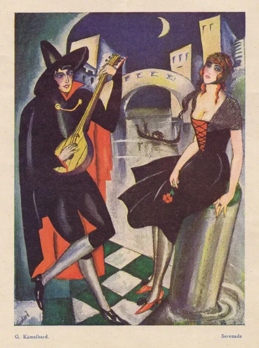 Framed Print : A romantic sketch of a woman being serenaded in Venice, 1924 Framed Print : A romantic sketch of a woman being serenaded in Venice, 1924