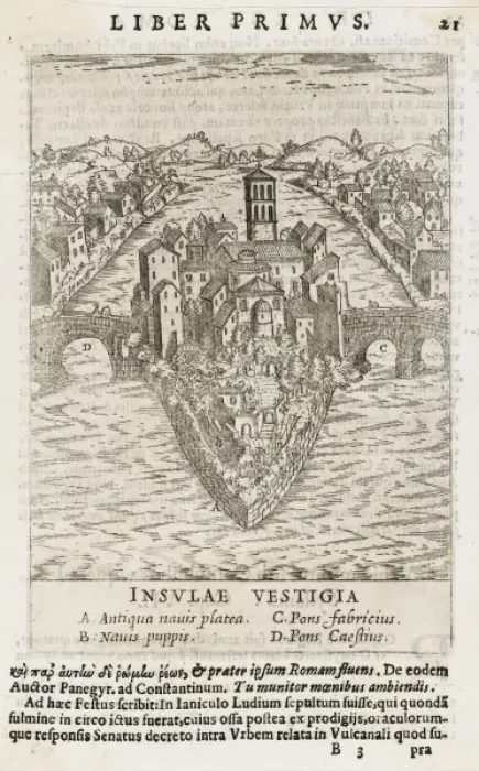 Framed Print : Rome / Tiber Island 1665 Framed Print : Rome / Tiber Island 1665
