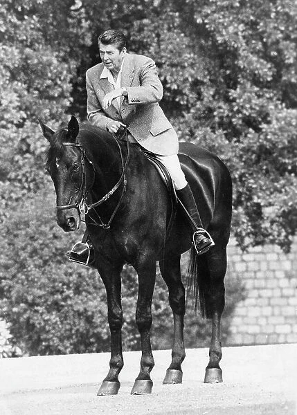 Ronald Reagan, US President, on horseback